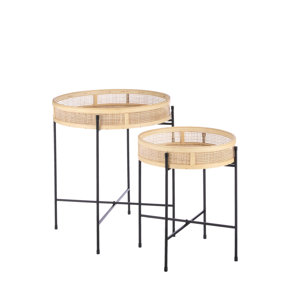 Leandro Bijzettafel - Set van 2 - H53 x Ø45 cm - Zwart