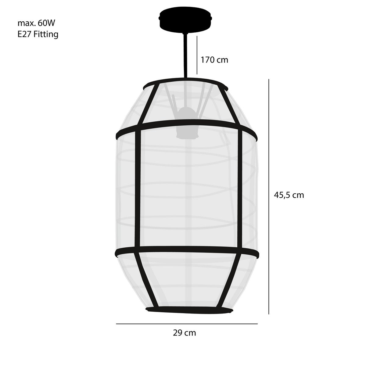 Pella hanglamp - H46 x Ø29 cm - Linnen - Off White